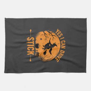 Halloween Witch Drive Stick Graphic_1 Tea Towel