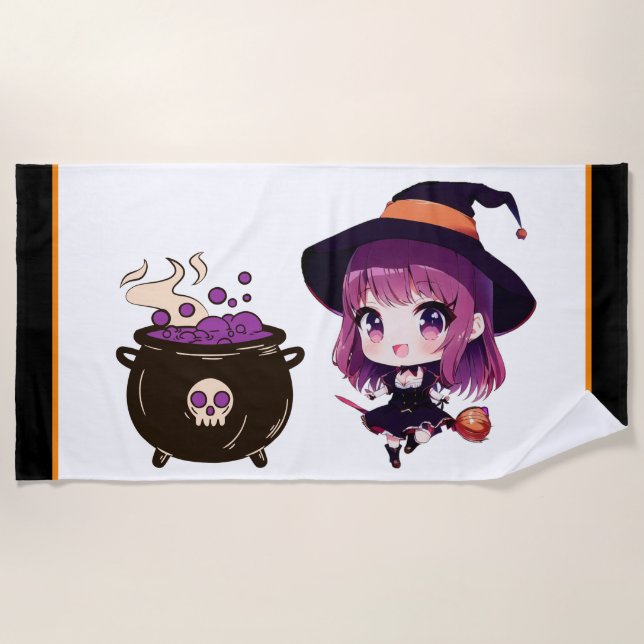 Halloween/witch/fall/October Beach Towel (Front)