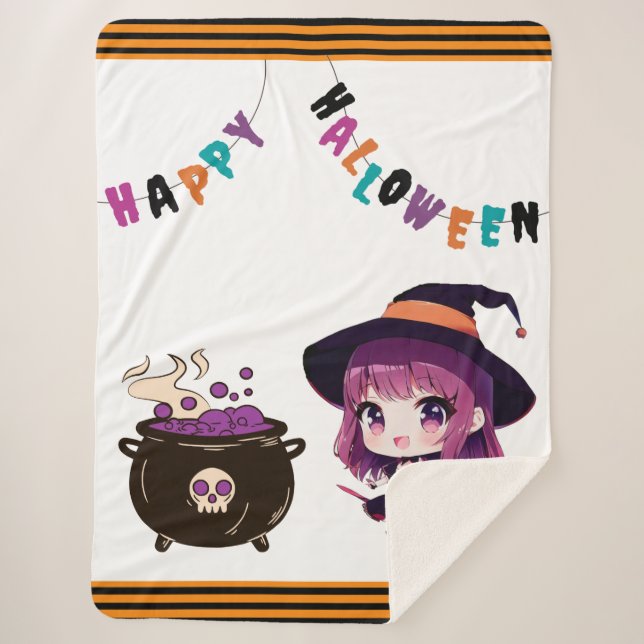 Halloween/witch/fall/October Sherpa Blanket (Front)