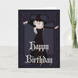 Halloween Witch Fall Season Happy Birthday Card