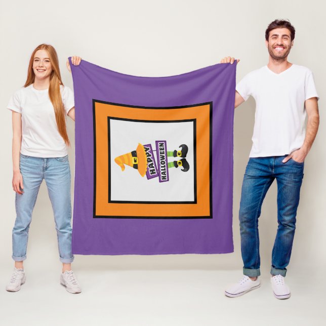 Halloween Witch Feet and Hat Fleece Blanket (In Situ)