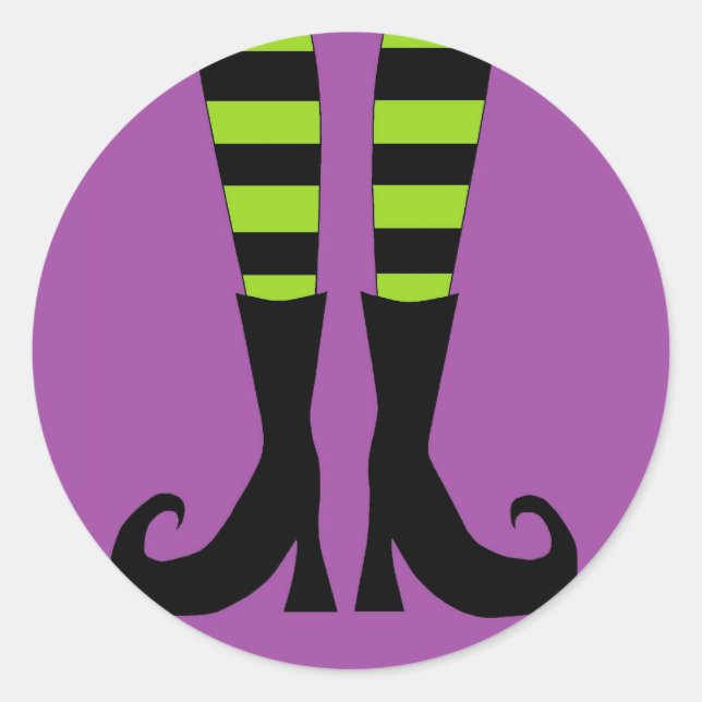 Halloween Witch Feet Classic Round Sticker (Front)