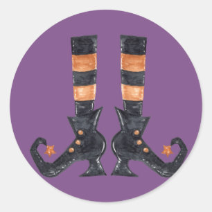 Halloween Witch Feet Classic Round Sticker