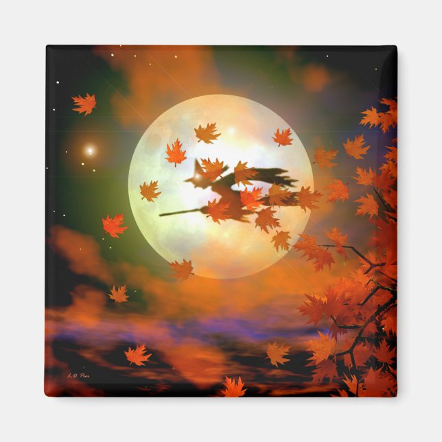 Halloween Witch Flight Magnet (Front)