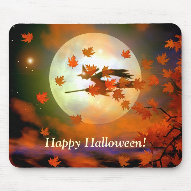 Halloween Witch Flight Mouse Mat (Front)