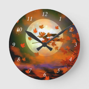 Halloween Witch Flight Round Clock