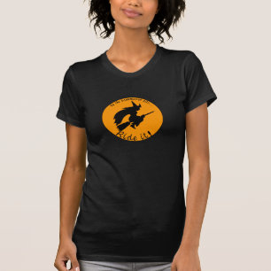 Halloween Witch Flying Broom Funny T-Shirt