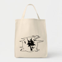 Halloween witch flying broomstick with cat and bat