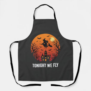 Halloween Witch Flying Night Graphic Design_1 Apron