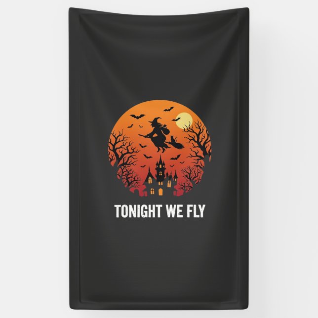 Halloween Witch Flying Night Graphic Design_1 Banner (Vertical)