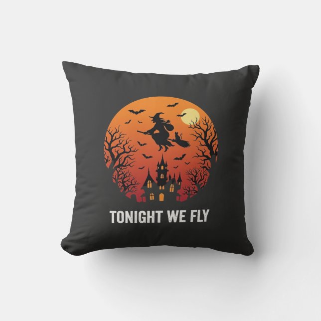 Halloween Witch Flying Night Graphic Design_1 Cushion (Front)