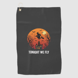 Halloween Witch Flying Night Graphic Design_1 Golf Towel