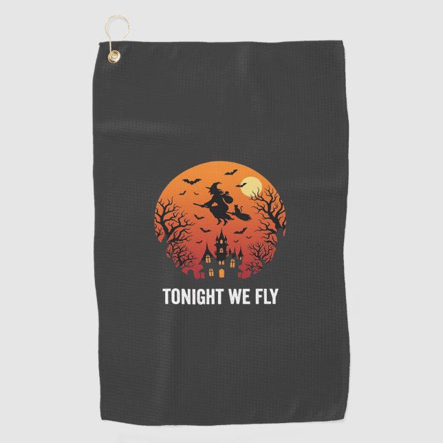 Halloween Witch Flying Night Graphic Design_1 Golf Towel (Front)