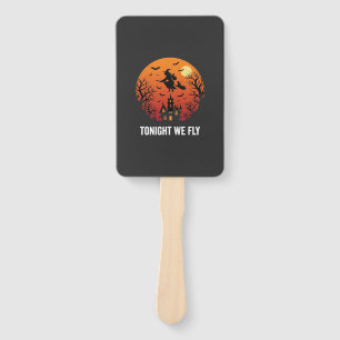 Halloween Witch Flying Night Graphic Design_1 Hand Fan