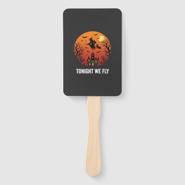 Halloween Witch Flying Night Graphic Design_1 Hand Fan (Front)