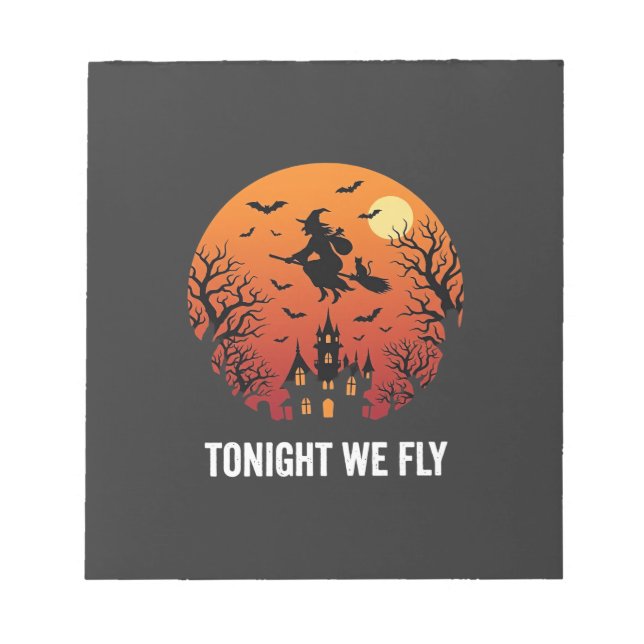 Halloween Witch Flying Night Graphic Design_1 Notepad (Front)