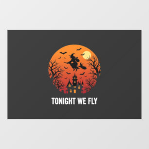Halloween Witch Flying Night Graphic Design_1 Window Cling
