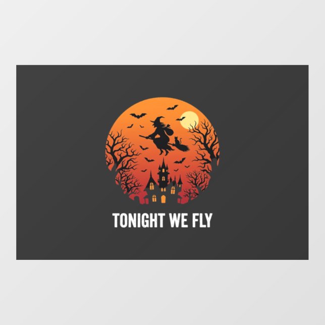Halloween Witch Flying Night Graphic Design_1 Window Cling (Sheet)