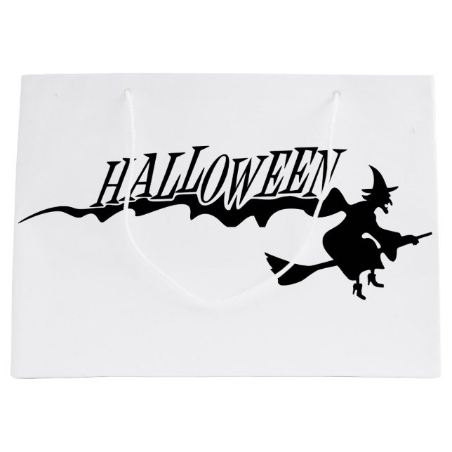 Halloween witch flying on a broomstick large gift bag (Front)