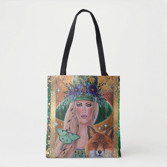 Halloween witch fox art by Renee Lavoie Tote Bag (Front)