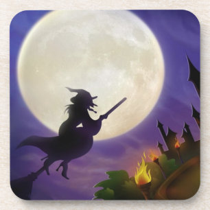 Halloween Witch Full Moon Coaster