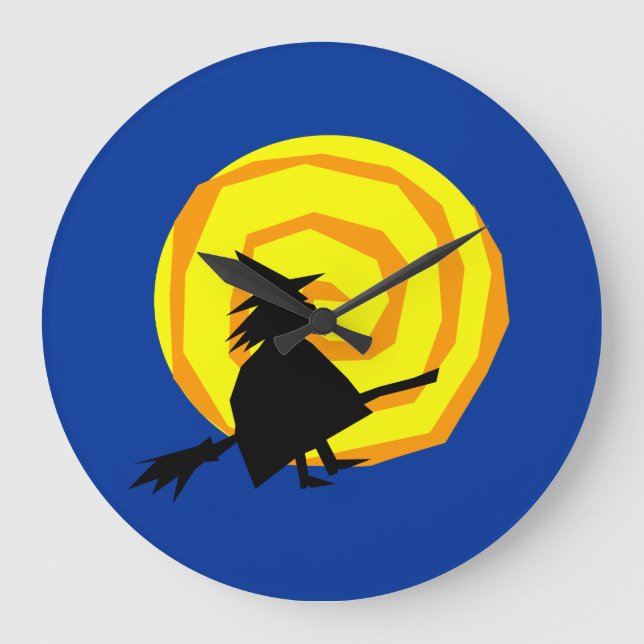 Halloween Witch Full Moon Wall Clock (Front)