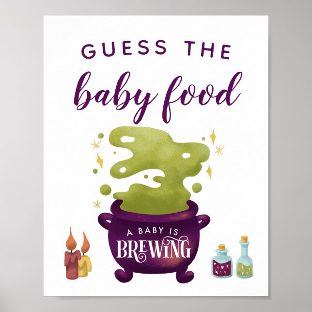 Halloween Witch Garden Guess The Baby Food Sign (Front)