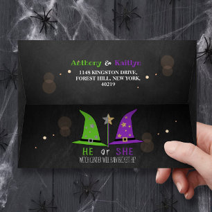 Halloween Witch Gender Reveal Party Envelope
