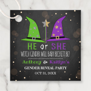 Halloween Witch Gender Reveal Party Favour Tags