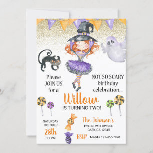 Halloween witch girl birthday invite, any age. invitation