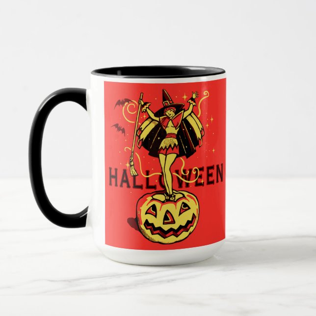 Halloween Witch Girl (vintage) Mug (Left)