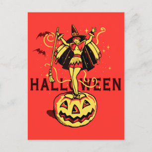 Halloween Witch Girl (vintage) Postcard