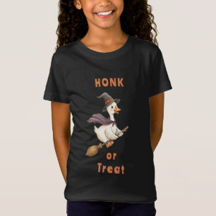 Halloween Witch Goose Honk or Treat Girl T-Shirt