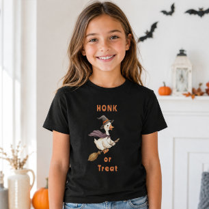 Halloween Witch Goose Honk or Treat Girl T-Shirt