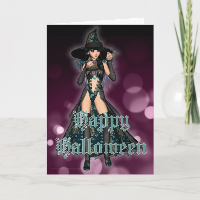Halloween Witch Happy Halloween Greeting Card 6 (Front)