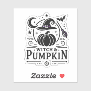 Halloween Witch Hat and Pumpkin Design Magic Art