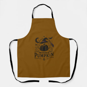 Halloween Witch Hat and Pumpkin Design Magic Art Apron
