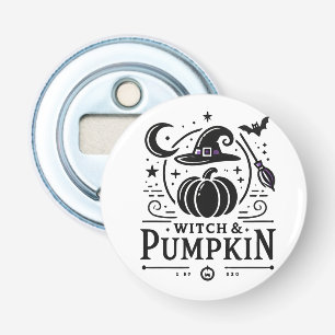 Halloween Witch Hat and Pumpkin Design Magic Art Bottle Opener