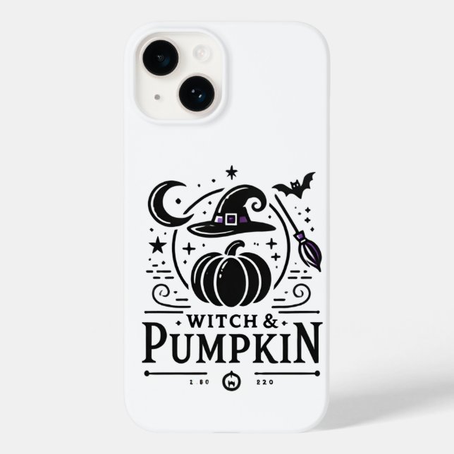 Halloween Witch Hat and Pumpkin Design Magic Art Case-Mate iPhone Case (Back)