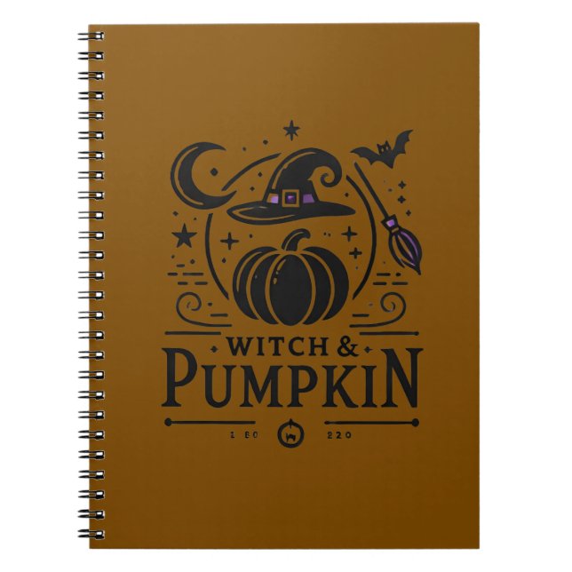 Halloween Witch Hat and Pumpkin Design Magic Art Notebook (Front)