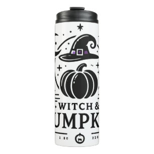 Halloween Witch Hat and Pumpkin Design Magic Art Thermal Tumbler