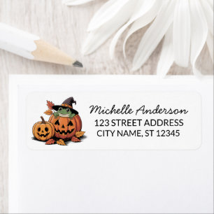  halloween witch hat Frog Pumpkin Return Address