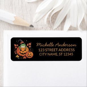halloween witch hat Frog Pumpkin Return Address L