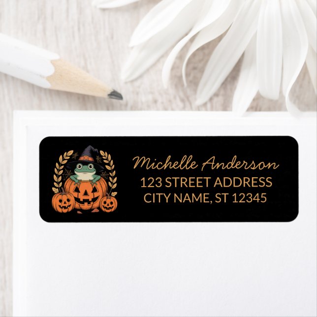 halloween witch hat Frog Pumpkin Return Address L (Insitu)