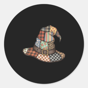 Halloween Witch Hat Patchwork Floral Soky Season A Classic Round Sticker