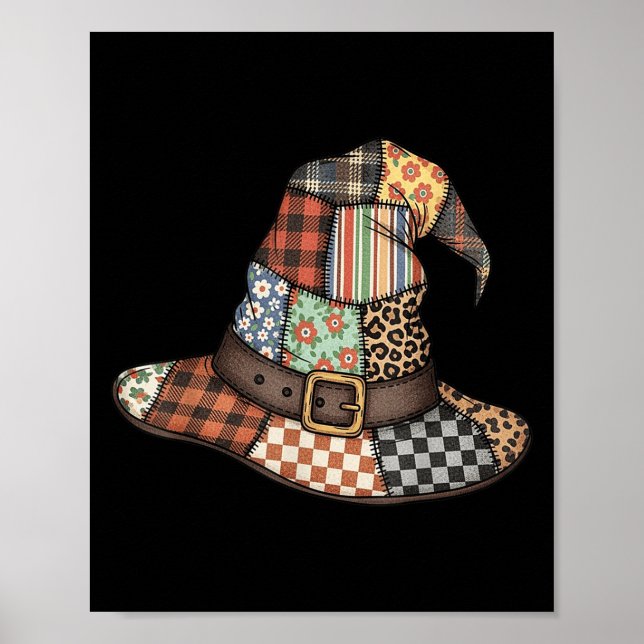 Halloween Witch Hat Patchwork Floral Soky Season A Poster (Front)
