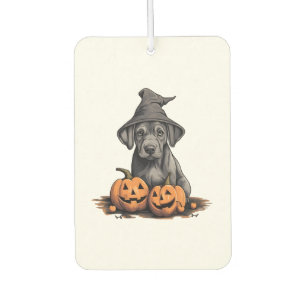 Halloween Witch Hat Pumpkin Dog Great Dane Car Air Freshener