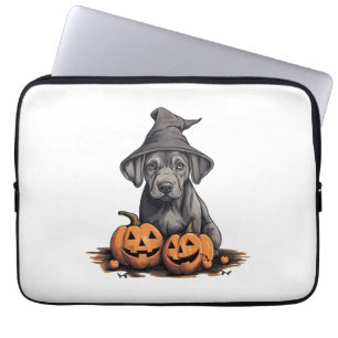 Halloween Witch Hat Pumpkin Dog Great Dane Laptop Sleeve