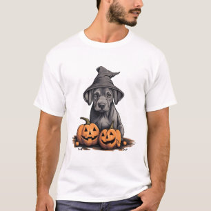 Halloween Witch Hat Pumpkin Dog Great Dane T-Shirt