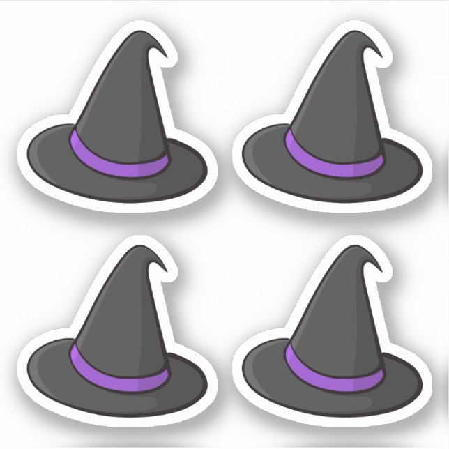 Halloween witch hat stickers, set of four stickers (Front)